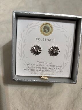 Spartina 449 Silver Floral Rhodium-Plated Stud Earrings